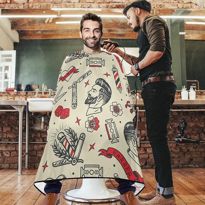 visesunny Professional Barber Cape Polyester Hair Cutting Salon Cape Apron Anti-Static Beard Bib Grooming Apron