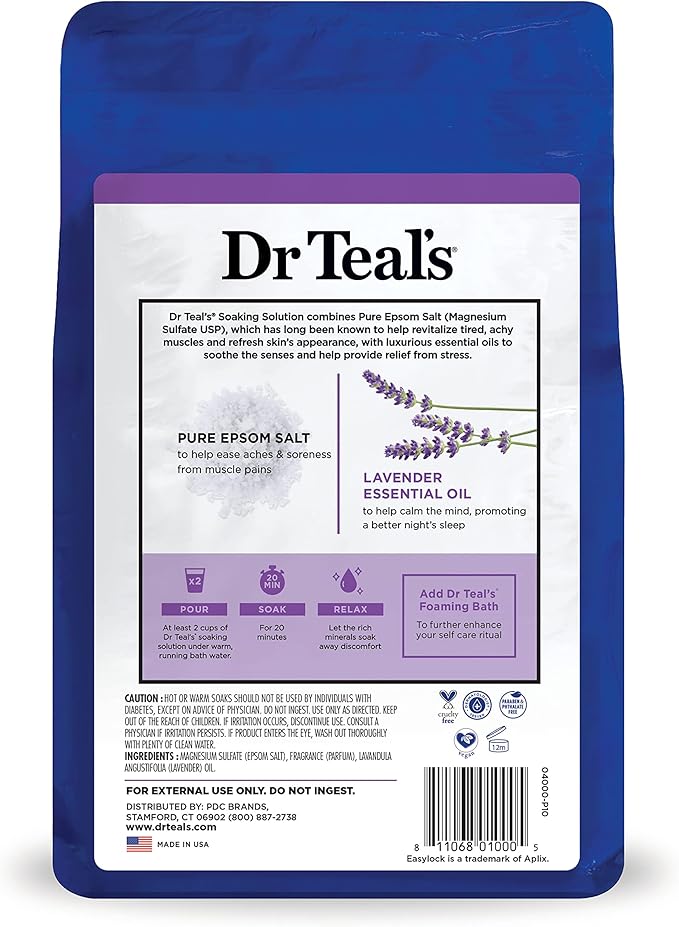 Dr Teal's Pure Epsom Salt, Lavender, Eucalyptus & Wellness Trio Bundle, 3 lbs (Pack of 3)