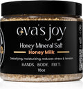Eva's Joy Honey Milk Mineral Bath and Foot Soak, Made with Epsom Salt Crystals for Relaxation & Soft Skin, Oil-Free, Nourishing, Comforting Soak, 16 oz