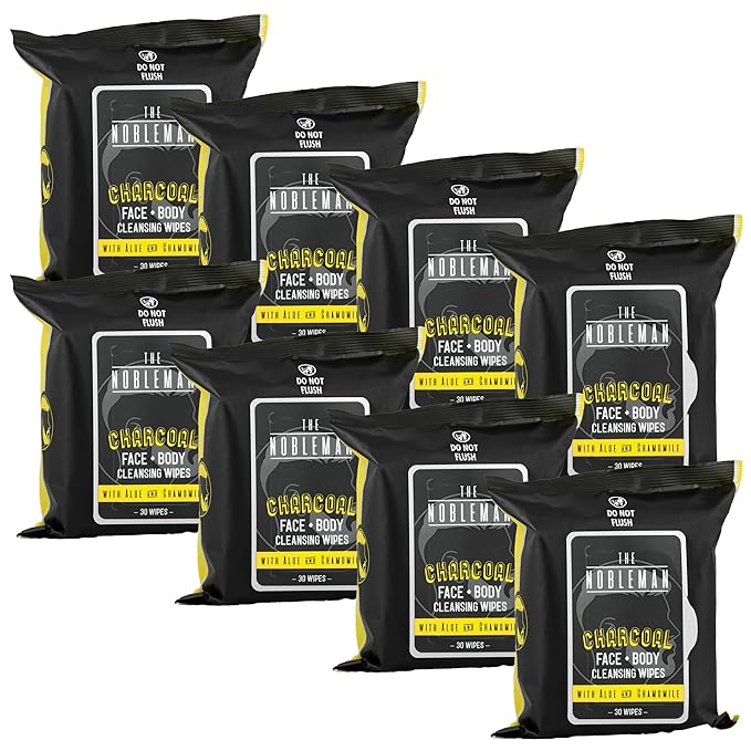 The Nobleman Cleansing Wipes Variety Pack (8 Packs, Charcoal)