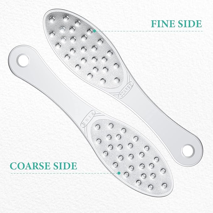 2 Pcs Stainless Steel Foot Scraper Metal Foot File Double Sided File Callus Remover Professional Feet Rasp Scrubber for Wet or Dry Skin Easy to Clean Pedicure Tool Heel