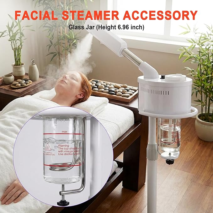 Elitzia Professional Glass Facial Steamer Jar with Leak-Proof Seal Ring Replacement Part Steamer Accessory ETBL0 (Height 17cm)