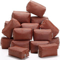 Kigeli 15 Pcs Aesthetic Makeup Bags PU Leather Cosmetic Pouches Waterproof Plain Toiletry Bags Makeup Pouches Bulk for Women Party Gift Travel Storage Organizer(Brown)