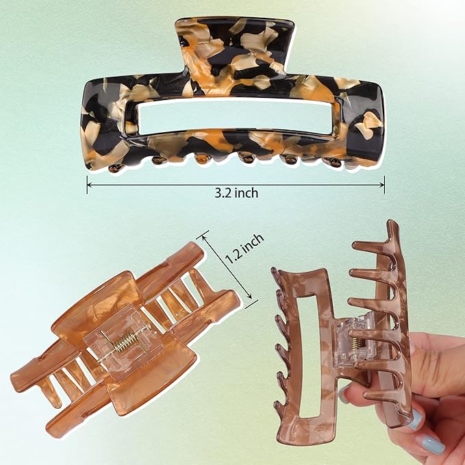 Magicsky 10 Pcs Hair Claw Clips for Women, Marble Tortoise Acrylic Large Clip Thick Thin Hair, Cute Butterfly Barrettes Pins, Aesthetic Styling Accessories Girls,Brown Opal Pink