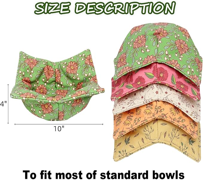 Cotton Microwavable Bowl Cozy, Microwave-Safe Hot Bowl Holders, Soup bowl Cozy Hot Pads (Retro Flower)