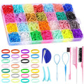 28 Colors Rubber Bands with 8 Hair Styling Tools, 1500 Pcs Colorful Elastic Ties Small Rubber Bands Baby Toddler Ties Daughter Valentines Day Gifts