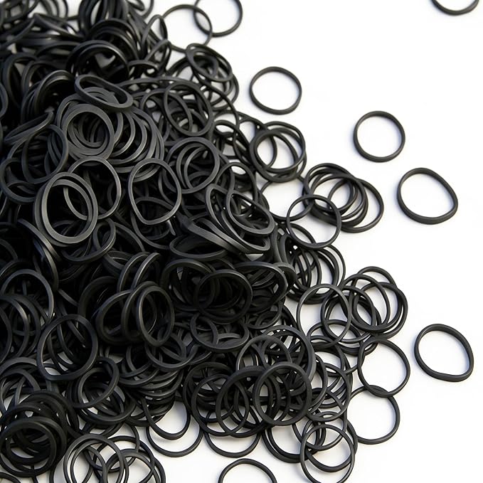 Mini Rubber Black Elastic Hair Ties Bands with a Box, BEBEEPOO 2500pcs Small Black Rubber Bands for Hair, Soft - No Damage - STRONG - REUSEABLE