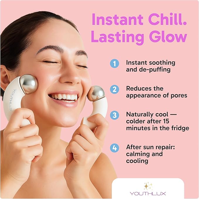 MagniGlow Roller | Magnetic Ice Globes for face with Dual Rollers | Cooling Beauty Ice Face Roller, Eyes & Neck | Portable Skincare Facial Massager for Puffiness Relief & Daily Self-Care