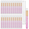 TUZAZO 40 Pieces Pink Lash Shampoo Brushes Set - 20pcs Glitter Crystal Eyelash Extension Cleanser Brush with 20pcs Plastic Travel Tube - Nose Pore Deep Cleaning Brush for Facial Cleansing