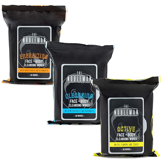 Men's Active/Cleansing/Energizing Face + Body Cleansing Wipes - 3 Pack (90ct)
