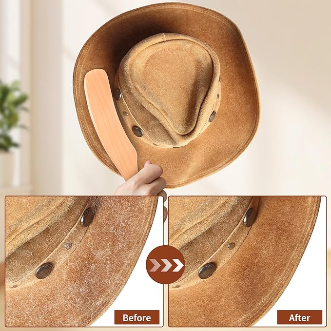 Horsehair Hat Brush, Felt Hat Cowboy Hat Brushes Cleaning Kit with Storage Bag, Lint Brush Remove Dust and Hair for Suede, Wool Coats, Suits, Clothes, Furniture, Baseball Caps
