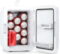 Compact Mini Fridge, Portable Small Refrigerator with AC/DC Adapters, 10 Liter / 2.6 Gal Small Cosmetics Cooler for Beverage, Food, Skincare, Bedroom, Office and Car, White
