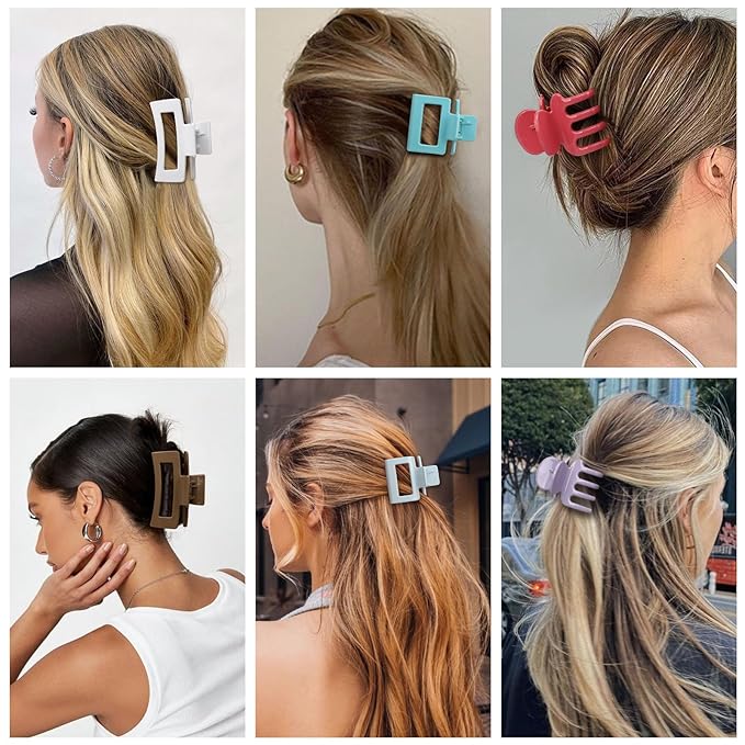 12 Pcs Hair Clips for Women 3 Styles Small Medium Large Claw Clips for Thin Thick Curly Hair, Strong Hold & Non-Slip Clips, Stylish Hair Accessories Ideal Gifts for Women (Gloss Colorful)