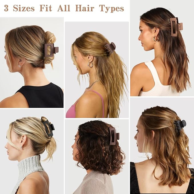 12 Pcs Hair Clips for Women 3 Styles Small Medium Large Claw Clips for Thin Thick Hair, Strong Hold Non-Slip Matte Hair Accessories