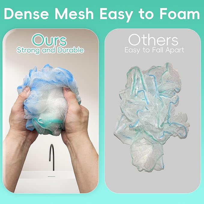Loofah 4 Pack 75g Extra Large Loofa Set Soft Bath Sponge Thick Body Wash Puffs for Shower