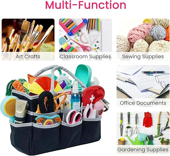 Dog Grooming Organizer Bag with 10 Pockets, 600D Oxford Portable Tote for Pet Supplies Storage, Travel Grooming Kit for Dog Cat Accessories, Shampoo, Brush, Clipper, Lightweight & Durable