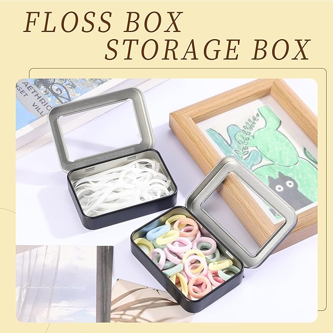 2 PCS Portable Cotton Swab & Floss Holder,Travel-Size Empty Metal Containers with Dustproof Lids for Cotton Swabs, Floss Picks, Hair Ties, and Small Items(Black)