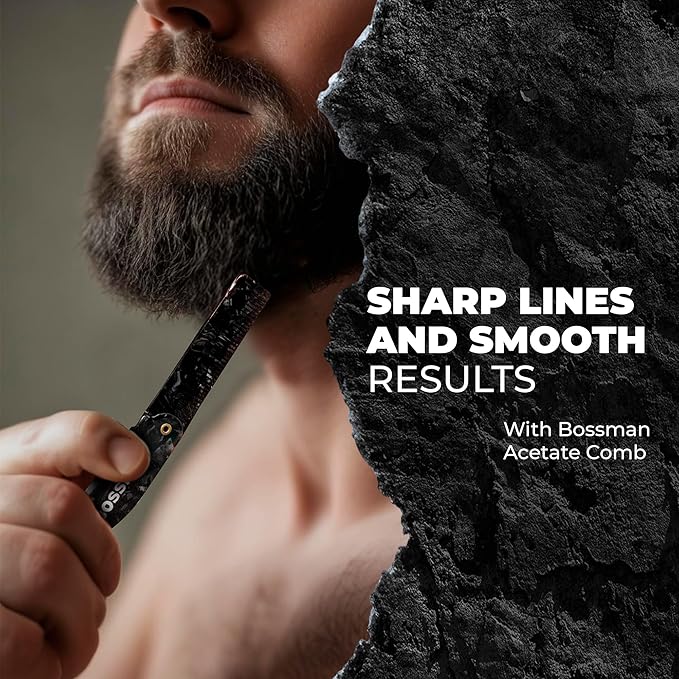 Bossman Acetate Folding Comb for Men – 3.5-Inch Travel Mustache & Beard Comb, Portable Pocket Hair Tool