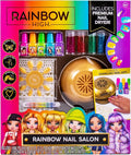 Rainbow High Rainbow Nail Salon by Horizon Group USA, Includes 5 Nail Polishes, Nail Stickers, Stick-On Nails, Glitter & Nail Dryer, Nail Art Kit for Girls Ages 7-12