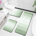 OLANLY Bathroom Rugs Sets 3 Piece, Soft Absorbent Microfiber Bath Mats and U-Shaped Contour Toilet Rug, Plush Shaggy Bath Mat Set for Bathroom (47"x20"+24"x16"+24"x20", Sage Green)