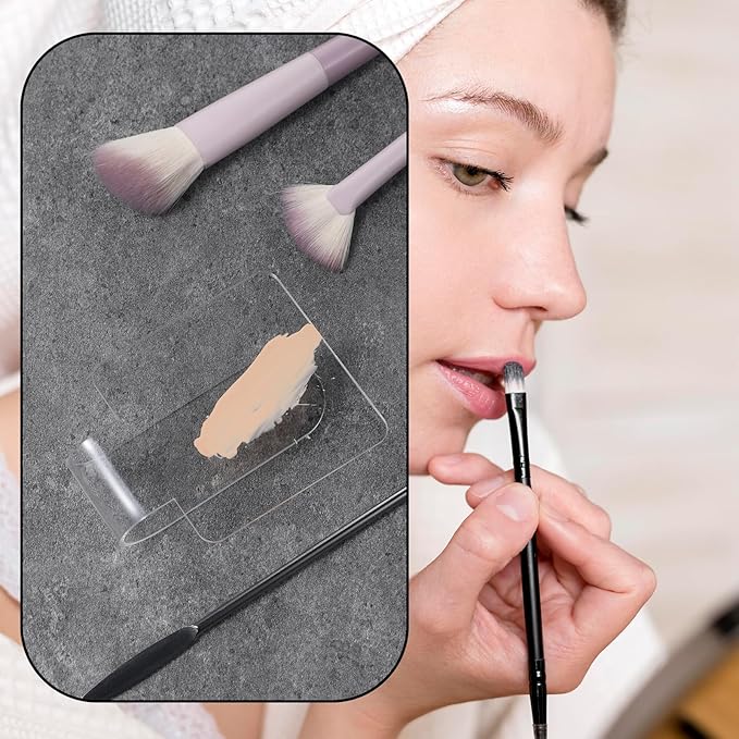 Makeup Mixing Palette Acrylic Mixing Tray Nail Art Manicure Palettes Hand Held Foundation Plate with Spatula for Makeup Blending