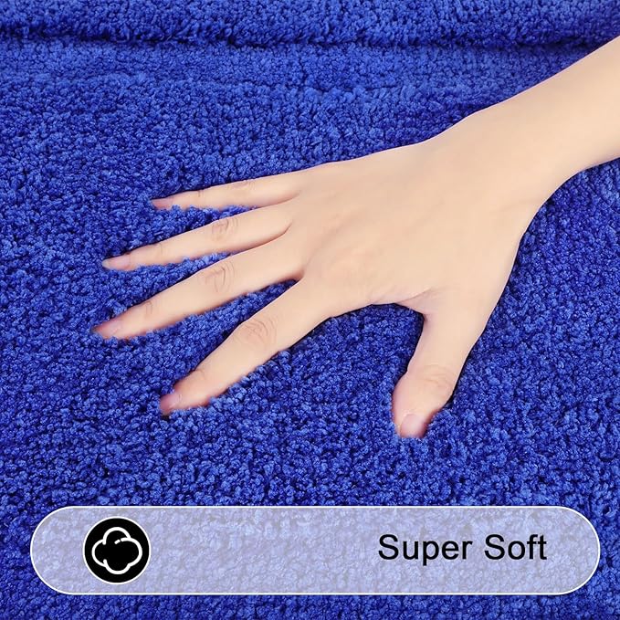 SHACOS Super Soft Bathroom Rugs Set of 2 Pieces 20x32 inch Microfiber Bath Mat Non Slip Plush Bath Rug Absorbent Bathroom Carpet Machine Wash Dry, Royal Blue