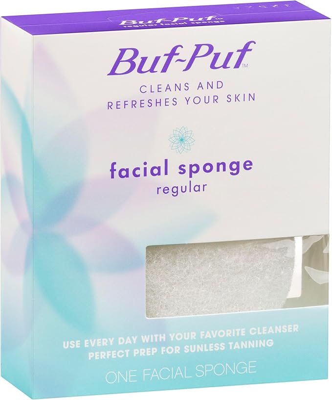 Buf-Puf Facial Sponge, Dermatologist Developed, Removes Deep Down Dirt & Makeup That Causes Breakouts and Blackheads, Reusable, Exfoliating, White, 10 Count