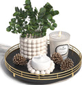 10" Oak Wood Decorative Tray for Home Decor, Tray for Coffee Table Decor Perfume Nightstand Vanity Bathroom Trays for Counter Candle Jewelry Makeup Farmhouse Table Centerpiece for Dining Room Gold