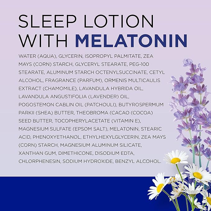 Dr Teal's Sleep Body Lotion, 24-Hour Moisture, with Melatonin, Lavender & Chamomile Essential Oils, 8 fl oz (Pack of 3)