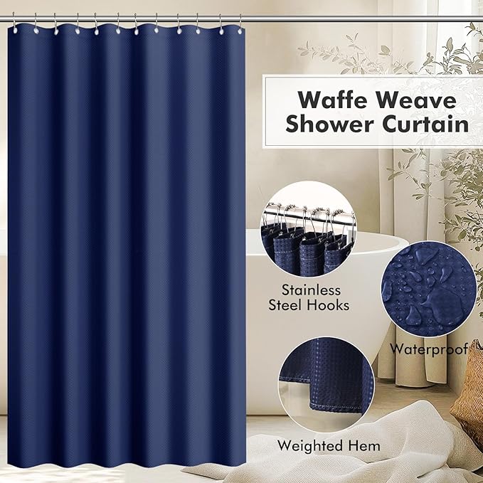 Blue Bathroom Accessories Set, 20 Pcs Glass Bathroom Set with Shower Curtain and Rugs, Soap Dispenser, Soap Dish, Cup, Qtip Jar, Toothbrush Holder, Stylish & Functional Bath Decor for Home, Apartment