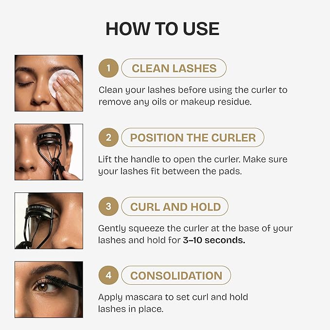 Eyelash Curler - Precision Lash Lift in Seconds with 5 Replacement Pads, Eyebrow Brush & Satin Travel Bag - Gentle & Safe, Stainless Steel for Perfect Extra Curls - Gift Idea (Extra Curl)