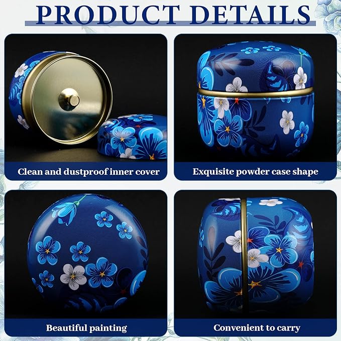 Body Powder Case with Powder Puff Powder Container Tea Canister for Baby and Adult Body Talcum Powder Tea Box (Colorful Flower)