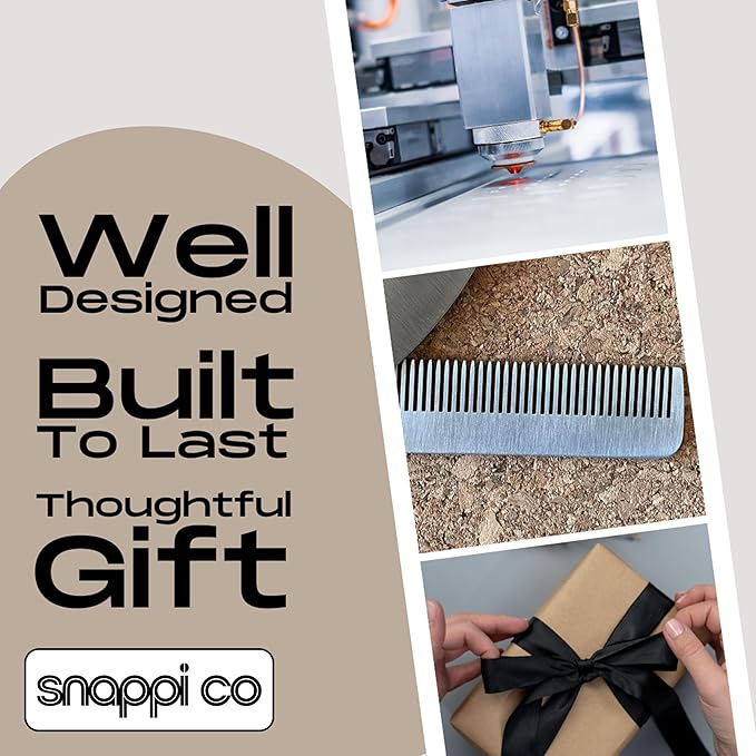 Snappi Co® Metal Folding Beard Comb | 304 Stainless Steel Pocket Comb for Men for Beard Grooming, Hair Styling & Moustache Care | Compact Flip Comb, Portable Mens EDC Accessories | Includes Gift Box