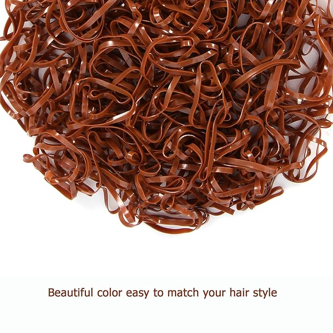 Hoyols Hair Elastic Ties Mini Soft Rubber Bands Ponytail Polyband Braid Holder for Kids Baby Girl 1000 Piece Pack (Caramel) TPR