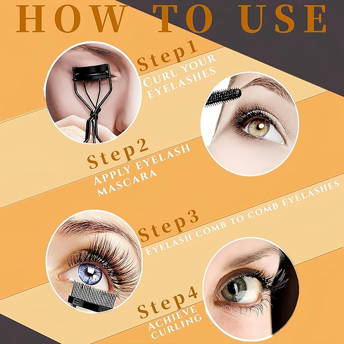 Professional Eyelash Curler with Lash Comb – Award-Winning Design – Pinch-Free, Effortless Curl for a Lash-Lift Effect in Seconds, Perfect for Home or Travel, Grey Black