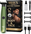 Electric Body Hair Trimmer & Beard Shaver for Men – Pubic & Groin Hair Ball Groomer – Skin-Safe for Sensitive Areas, Chest & Legs – Dual Blade Wet/Dry IPX6 Waterproof, Rechargeable with 3 Guide Combs