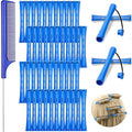 48 Pieces Cold Wave Plastic Curlers with Steel Pintail Rat Tail Comb for Hairdressing and Styling (Blue, 0.35 Inch/ 0.9 cm)