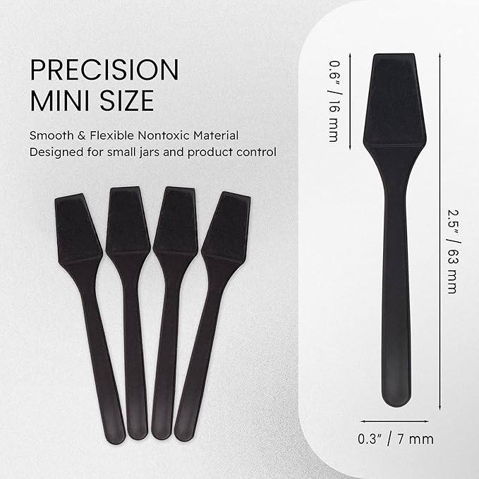 PANA 100 Pieces Cosmetic MakeUp Disposable Plastic 2.5" Spatulas For Skin Care Facial Cream Mask Spatula (BLACK)