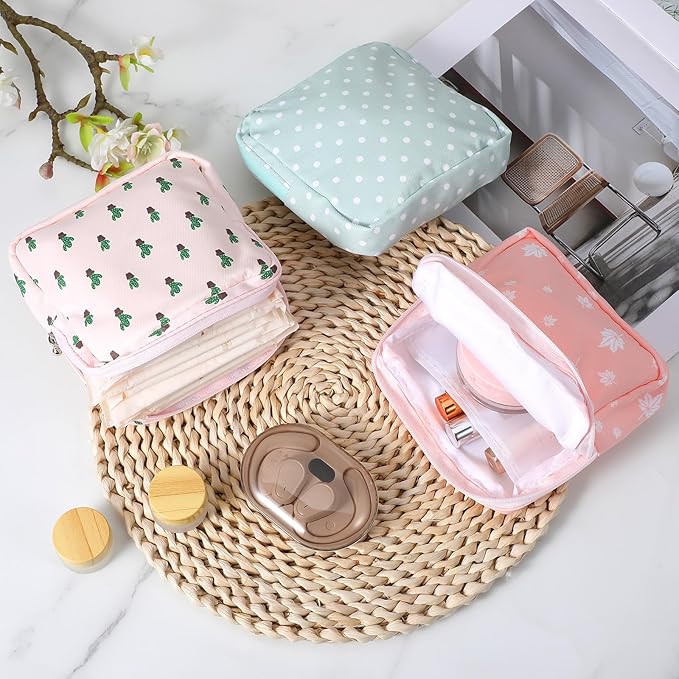 Sanitary Napkin Storage Bags, 4 Pcs Pad Bag for Period Tampon Bags Portable Menstrual Pad Pouch Feminine Pouch First Period Bag Gifts for Women