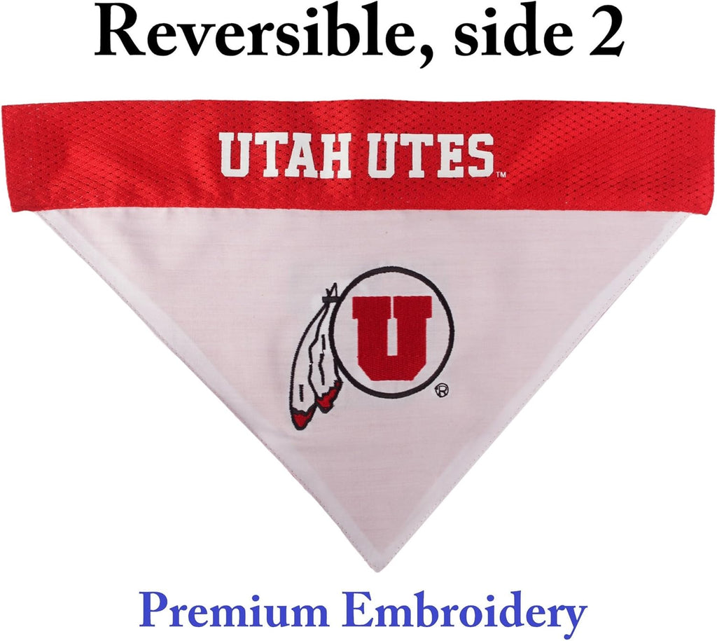 Pets First Collegiate Pet Accessories, Reversible Bandana, Utah Utes, Small/Medium