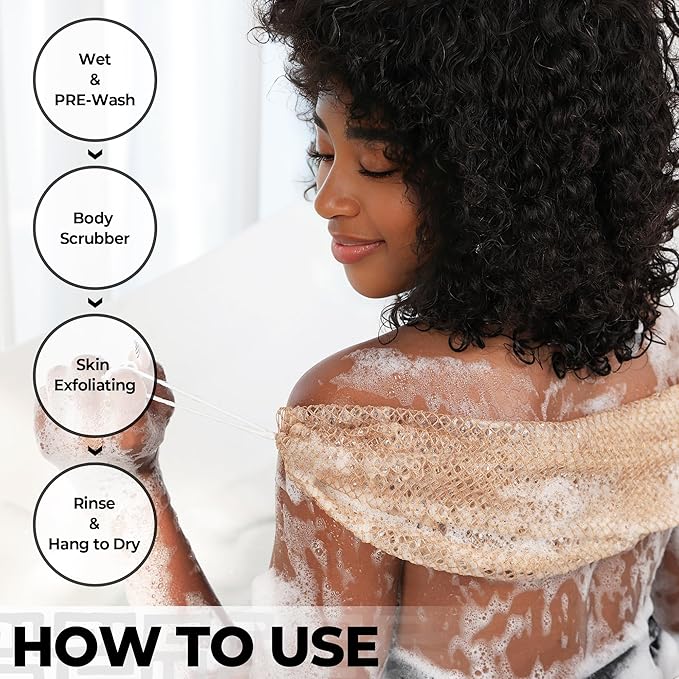 African Net Sponge with Knots - 2 Pieces Exfoliating Body Scrubber Bath Sponge - Back Scrubber Washcloth for Shower - Real African Scrub Exfoliator Body Care for Women