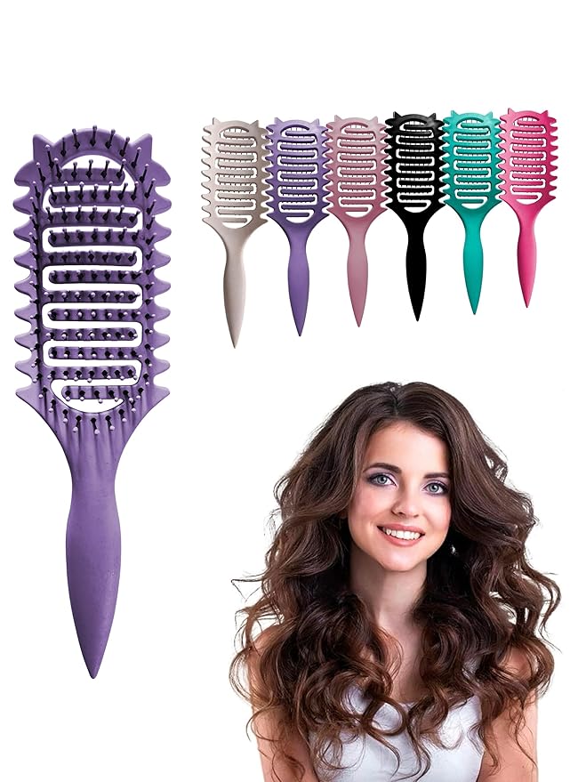 Curl Defining Brush,2025 Vented Hair Brush For Detangling Styling,For Curly Hair Wet,Shaping And Defining Curls For Women Gift For Women Less Pulling(purple)
