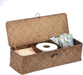 Sumnacon Extended Seagrass Storage Basket with Lid 3-Section Wicker Storage Basket,Small Woven Shelf Basket for Toiletries Tampon Storage,Seagrass Basket for Shelf Bathroom Toilet Counter,Coffee