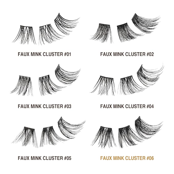 VLuxe Extended False Eyelashes Faux Mink Featherlight Reusable Artificial Eyelashes Multipack Lash Clusters