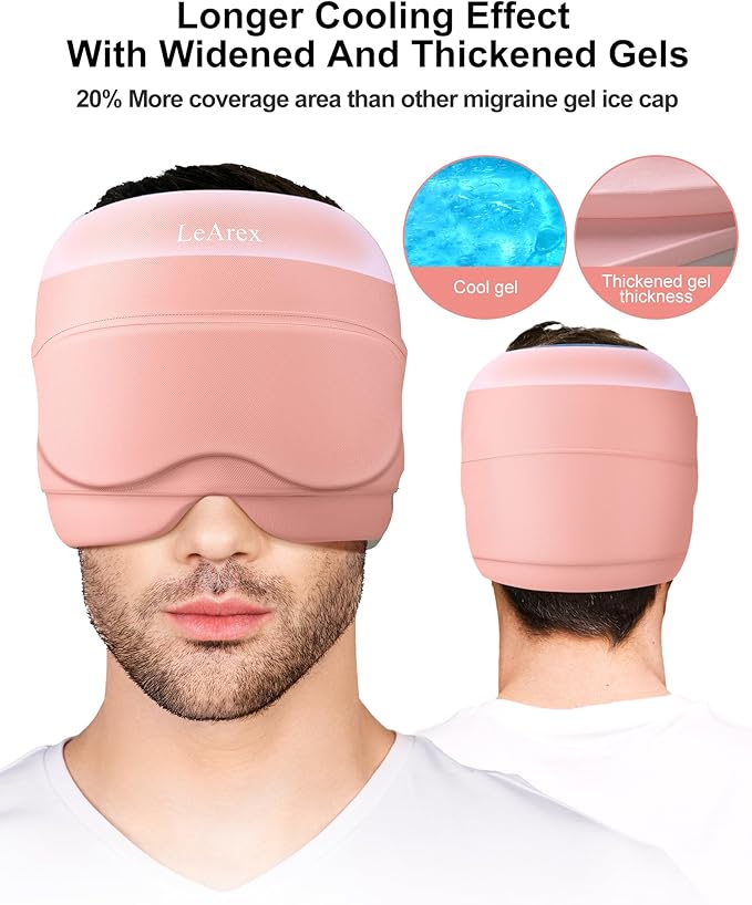 Migraine Relief Cap,2 in 1 Detachable Gel Eye Mask for Hot & Cold Therapy Headache mask with Eye Holes ice Pack for Birthday Gifts for Women