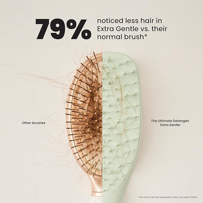 Tangle Teezer Extra Gentle Detangler Hair Brush, with Fewer Bristles for Gentle & Effective Detangling to Minimize Hair Loss & Breakage, Eucalyptus Green