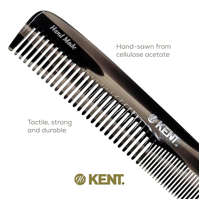 Kent 9T Graphite Fine and Wide Tooth Comb Detangler - Large Handmade and Saw-Cut Dressing Comb - Wet Hair Comb for Women and Durable Grooming Combs for Men Made in England