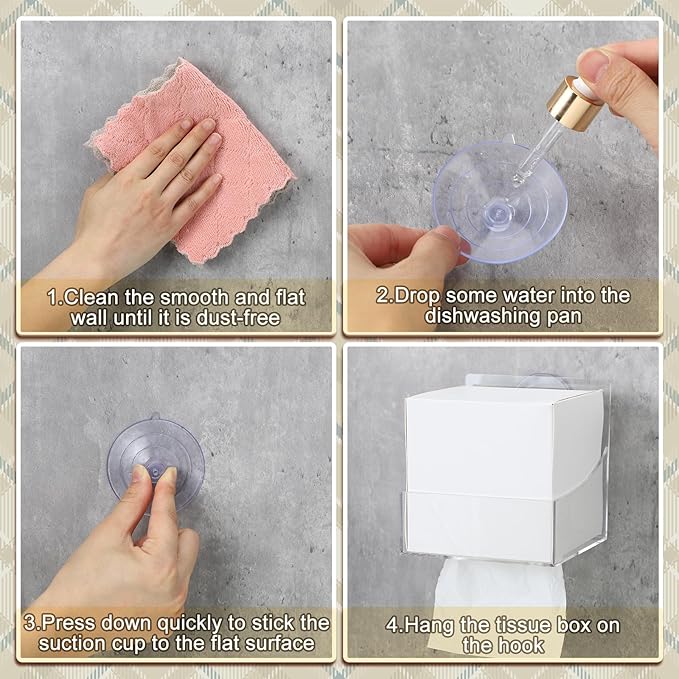 Geelin 1 Pcs Tissue Box Holder Wall Mount Acrylic Dispenses Tissue Box Shelf Gloves Wipes Paper Napkins Organizer Upward or Downward for Kitchen Bathroom Office Rv (Clear)
