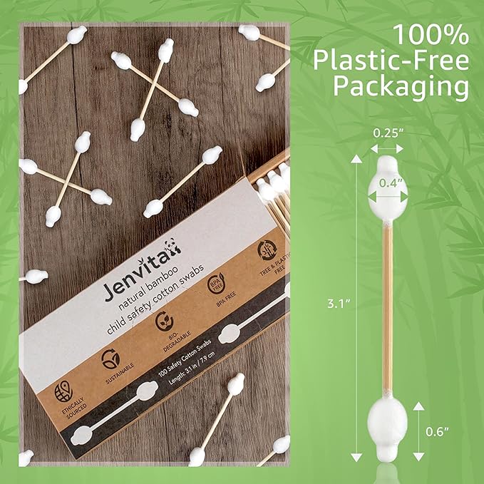 100% Bamboo Swabs for Ears (1000-Pack) - Safety Cotton Swabs for Baby & Personal Care | Safe, Organic Bamboo Baby Ear Cleaner | FSC Certified & Hypoallergenic, Made for All Ages & Pets