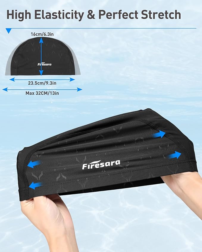 Firesara Fishtail Fabric Swim Cap for Men Women, Breathable High Elasticity Swimming Cap Hair Protection Quick Dry Soft for Long Hair Short Hair, Kids Boys and Girls